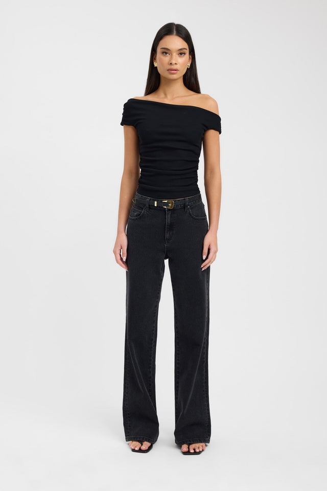 front Sloane Top Kookai Fitted Asymmetry Sleeveless Womens-Blouse 