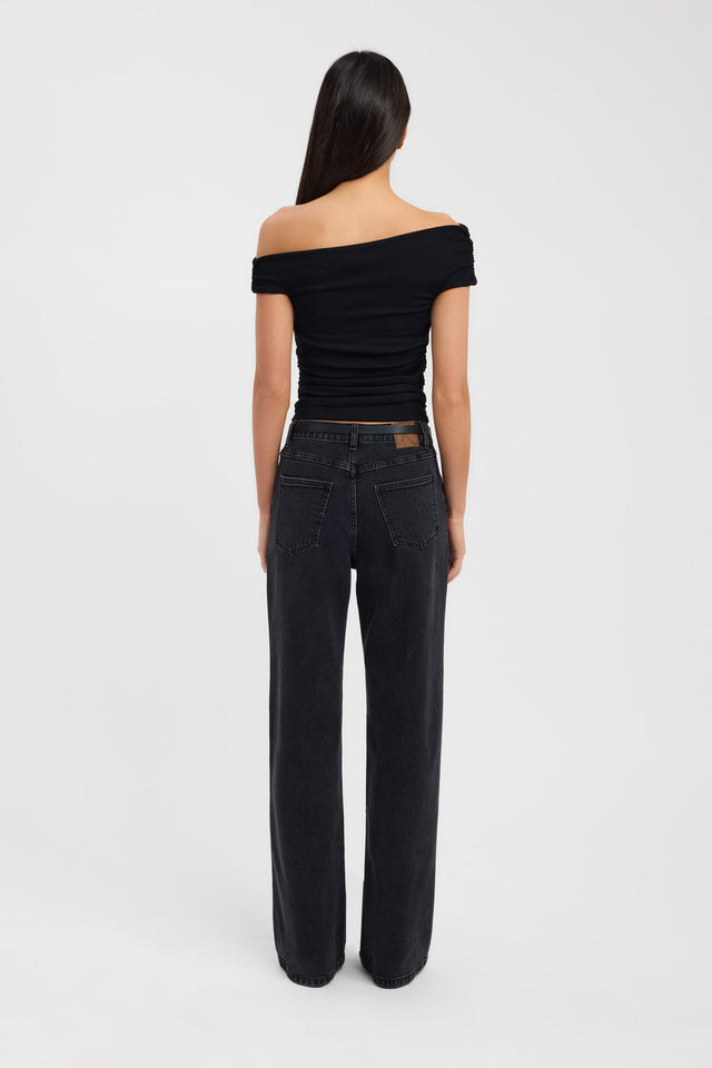 back Sloane Top Kookai Fitted Asymmetry Short sleeves Womens-Blouse 
