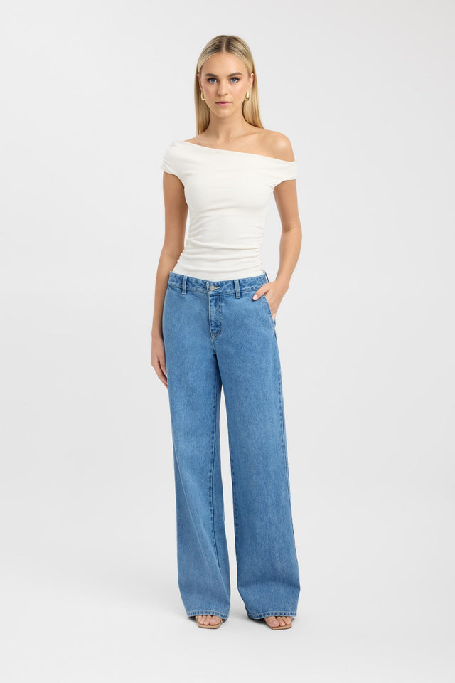 front Sloane Top Kookai Fitted Asymmetry Short sleeves Womens-Blouse 