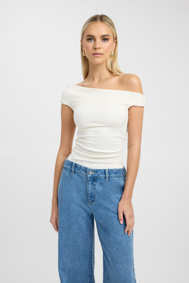 side Sloane Top Kookai Fitted Asymmetry Short sleeves Womens-Blouse 