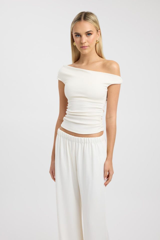 side Sloane Top Kookai Fitted Asymmetry Short sleeves Womens-Blouse 