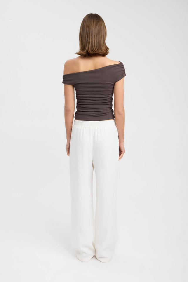 back Sloane Top Kookai Fitted Asymmetry Short sleeves Womens-Blouse 