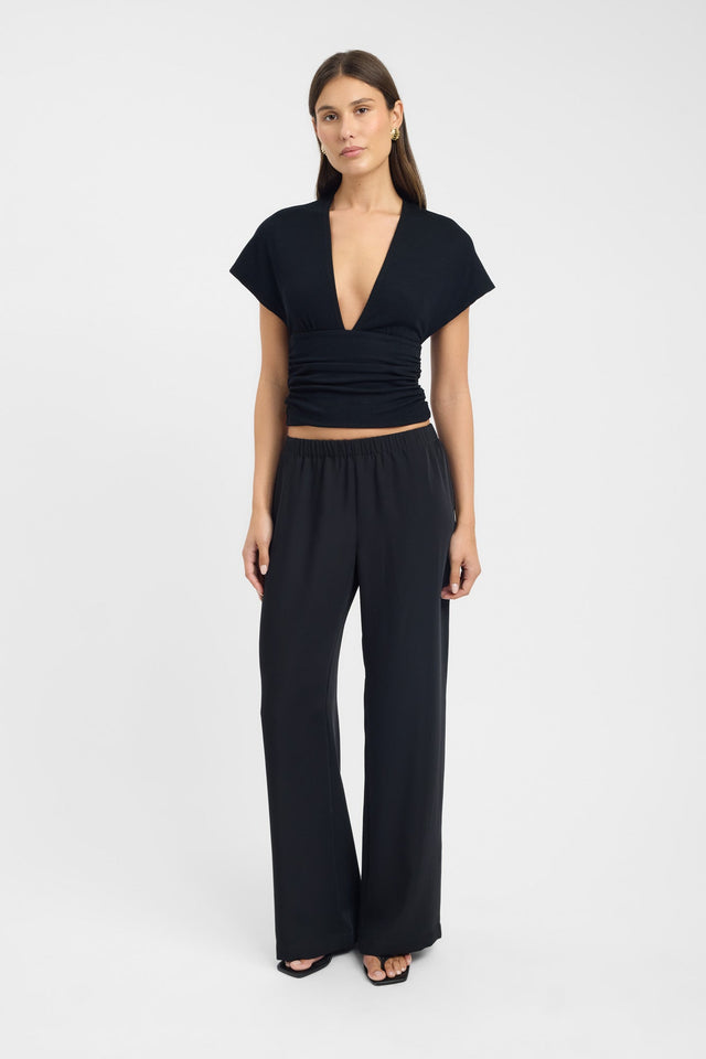 side Shae Top Kookai Fitted Plungeneck Short sleeves Womens-Blouse 