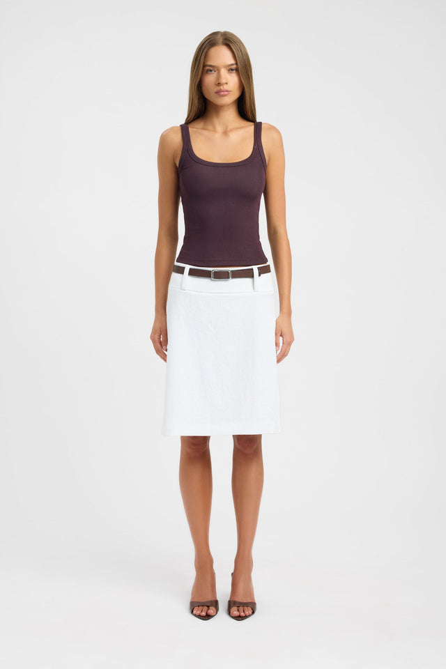 side Sienna Tank Kookai Fitted Scoopneck Sleeveless Womens-Blouse 