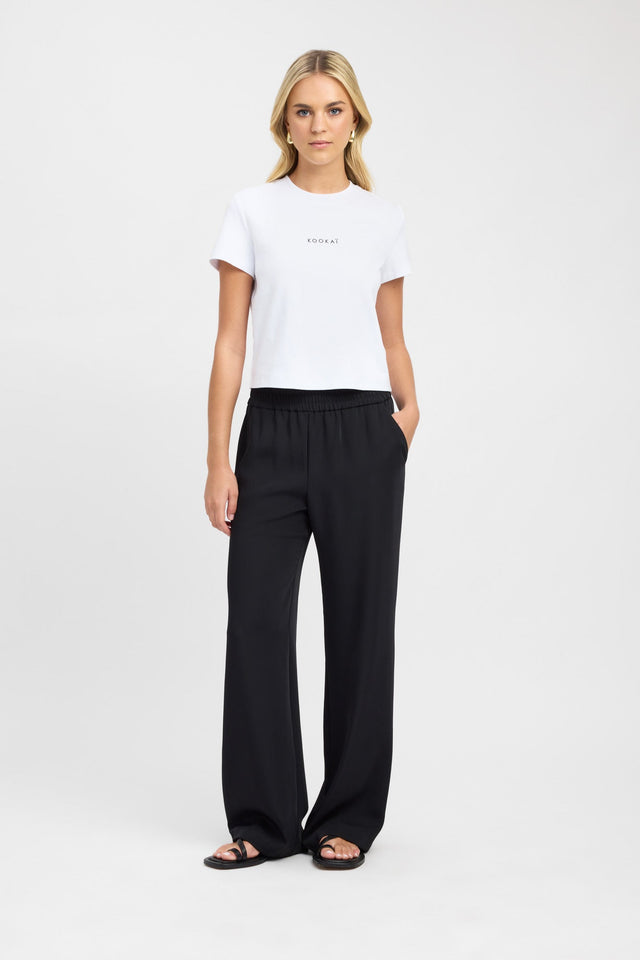 side Katalyst Crop Tee Kookai Crew neck Relaxed beige womens-tees 