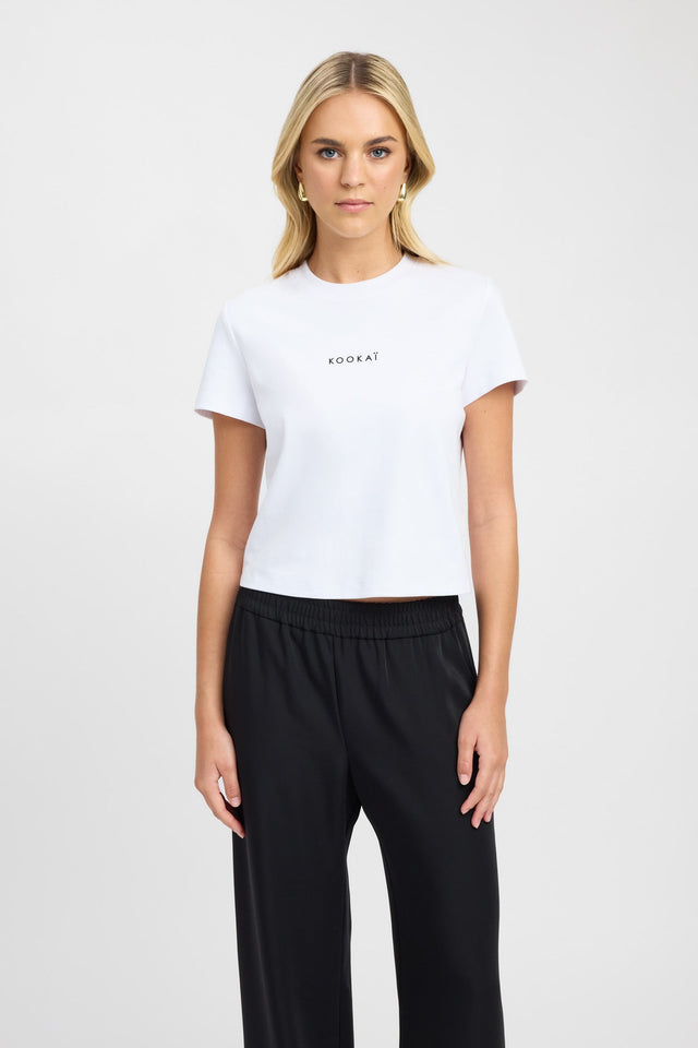 front Katalyst Crop Tee Kookai Crew neck Relaxed beige womens-tees 