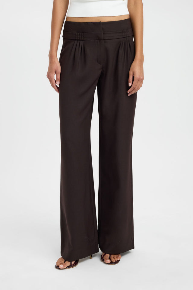 Featuring the Nola Detail Pant in wide-leg high-rise chocolate womens-regular-pants detail