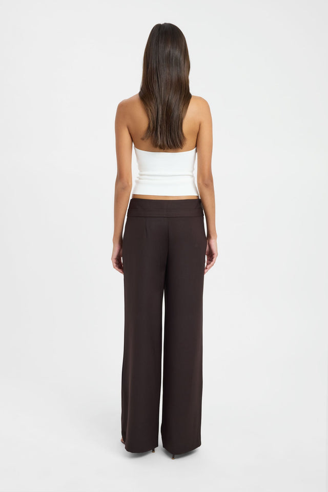 Crafted with the Nola Detail Pant in wide-leg high-rise chocolate womens-regular-pants back