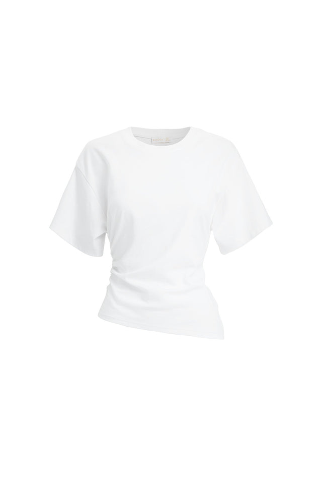 Designed with elegance, the Nova Tee womens-blouse in white featuring fitted round neckline and short sleeves product