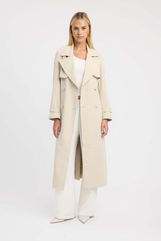 front Opal Trench Kookai Long sleeve Trench-coat Full length beige womens-coats-and-jackets 
