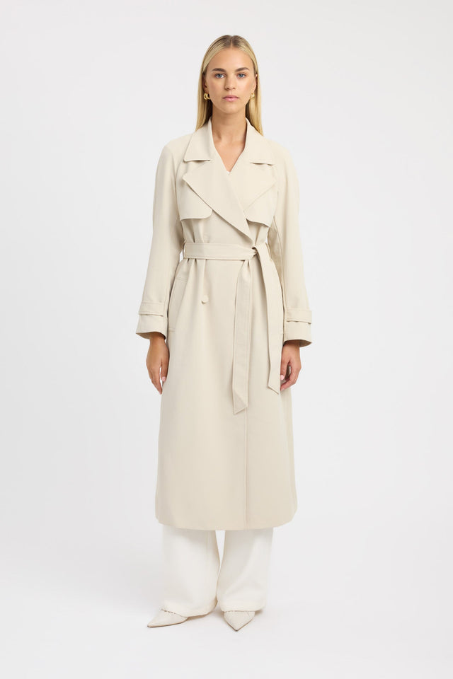 side Opal Trench Kookai Long sleeve Trench-coat Full length beige womens-coats-and-jackets 