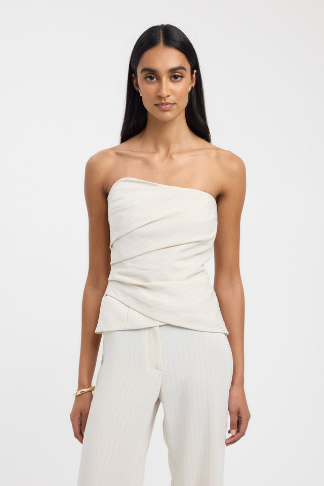 front Oslo Tuck Top Kookai Fitted Asymmetry Sleeveless Womens-Blouse 