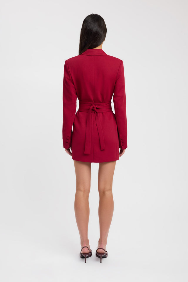 back Oyster Blazer Dress Kookai Straight Mini Fitted V-neck brown womens-dresses 