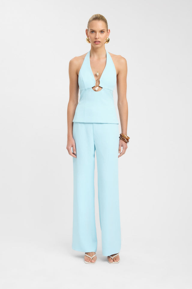 front Oyster Pants Kookai Wide-leg High-rise blue womens-regular-pants 