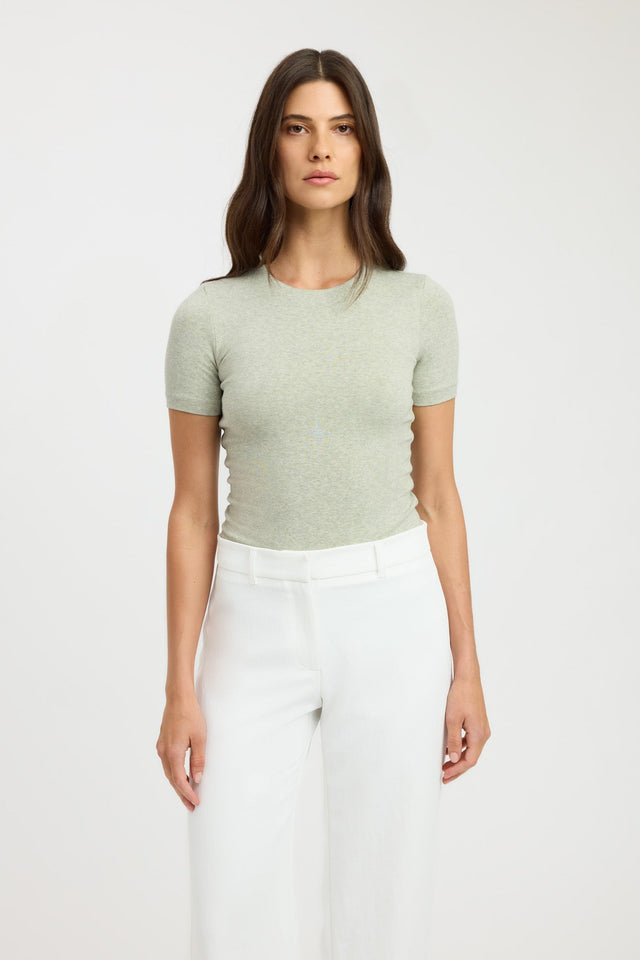 front Cruiser Crew Tee Kookai Crew neck Fitted grey womens-tees 