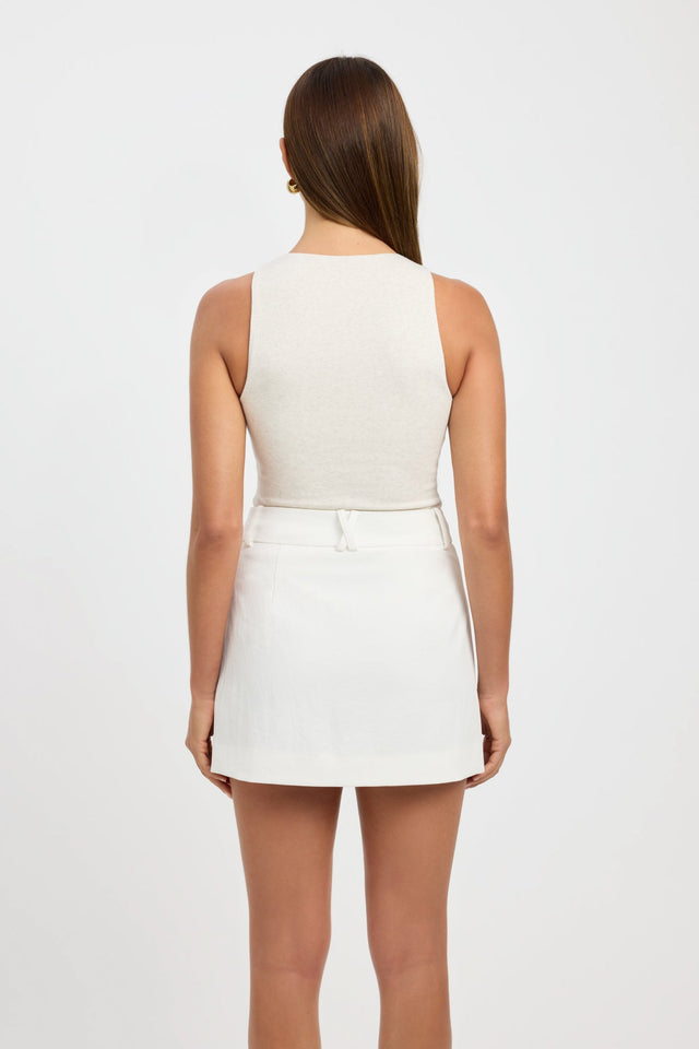 front Alpha Tank Kookai Fitted Roundneck Sleeveless Womens-Blouse 