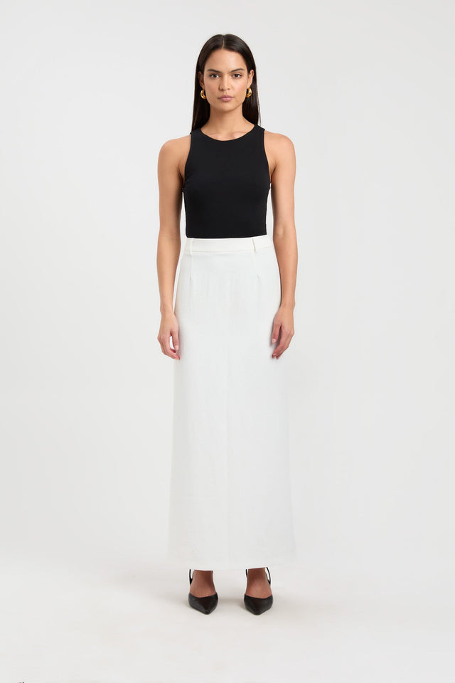 side Alpha Tank Kookai Fitted Thick strap Round white womens-singlets 
