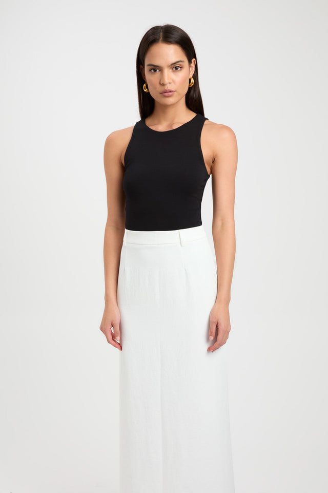 front Alpha Tank Kookai Fitted Thick strap Round white womens-singlets 
