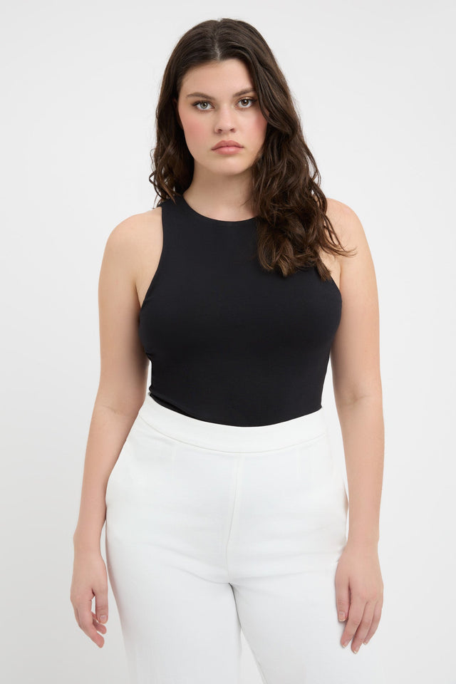 front Alpha Tank Kookai Fitted Thick strap Round white womens-singlets 