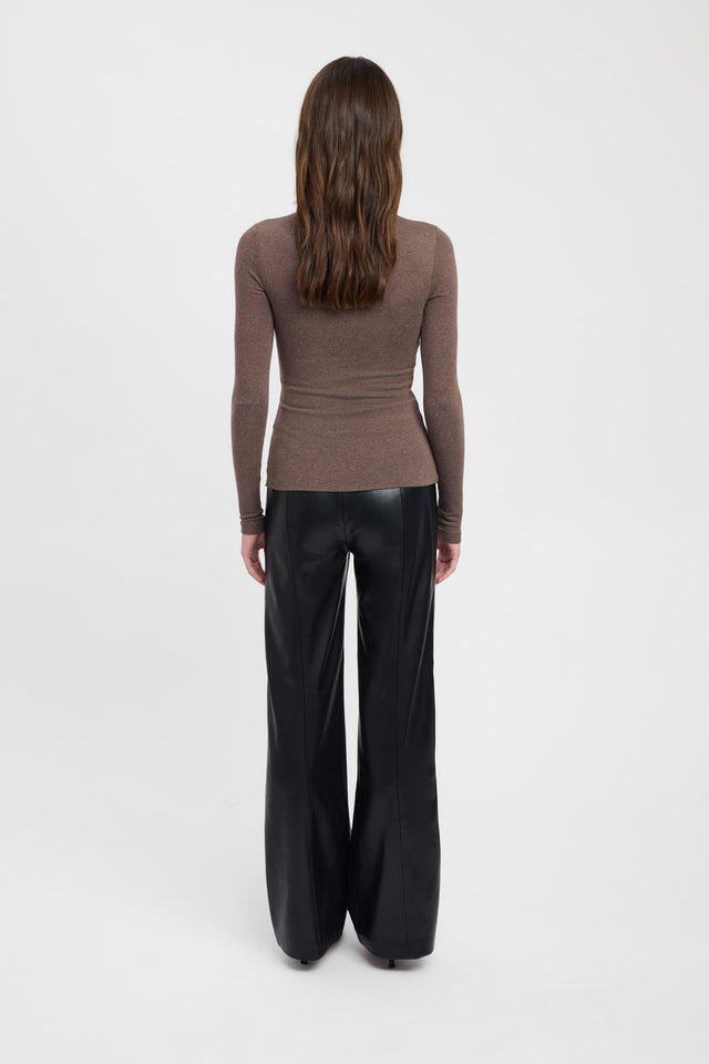 back High Crew Top Kookai Fitted Roundneck Long sleeve Womens-Blouse 