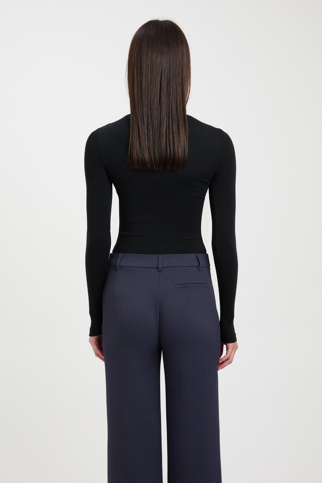 back High Crew Top Kookai Fitted Roundneck Long sleeve Womens-Blouse 