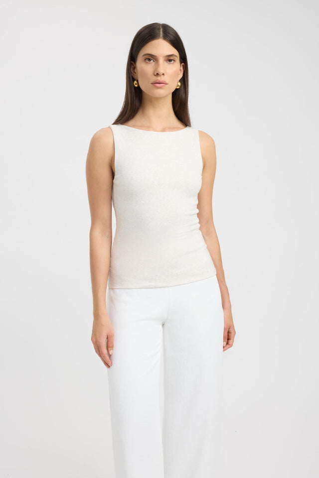 front Jordie Boat Tank Kookai Fitted Boatneck Sleeveless Womens-Blouse 