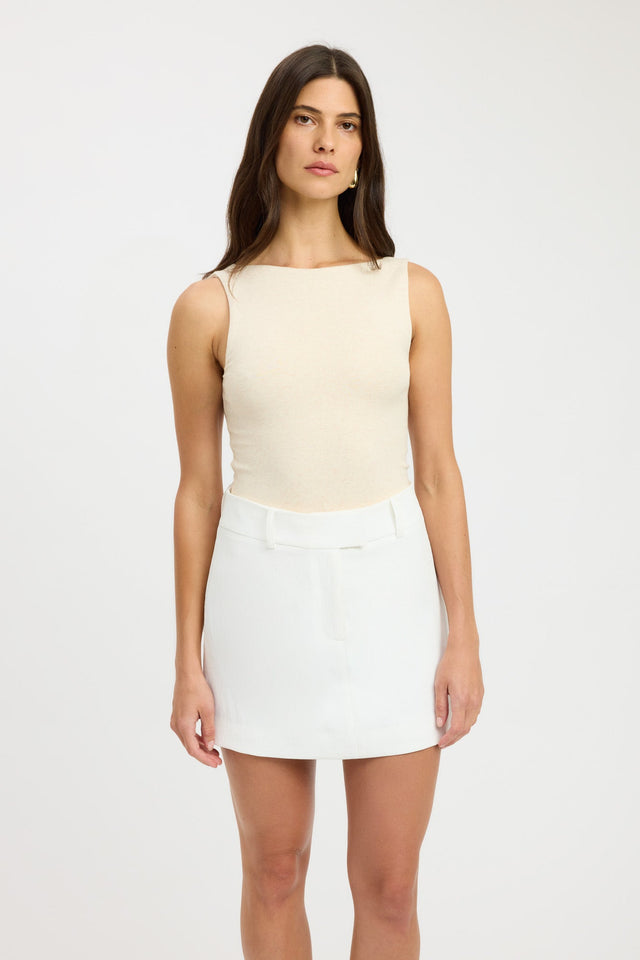 front Jordie Boat Tank Kookai Fitted Thick strap Boat peach womens-singlets 