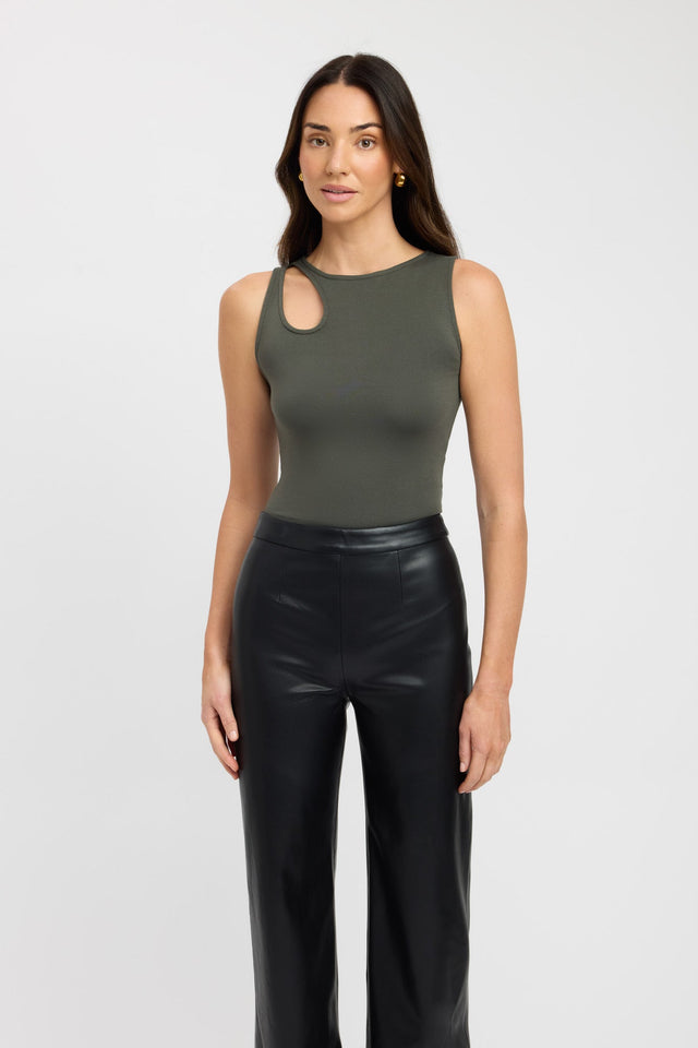 product Cindy Tank Kookai Fitted Round olive womens-singlets 