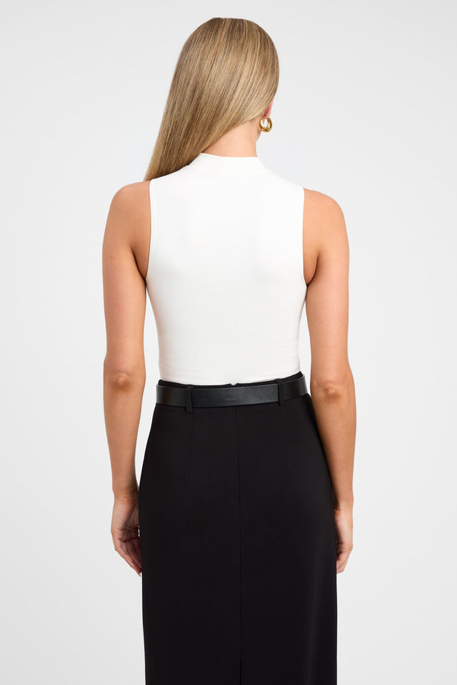 front Tara Tank Bodysuit Kookai Fitted Highneck Sleeveless Womens-Blouse 