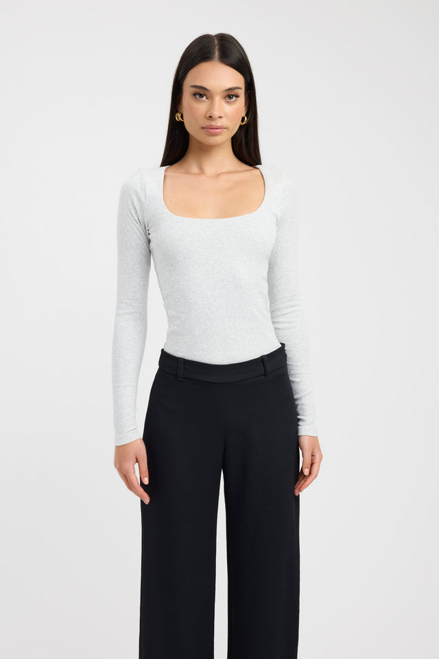 front Rosie Long Sleeve Top Kookai Fitted Scoopneck Long sleeve Womens-Blouse 