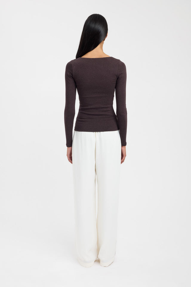 back Rosie Long Sleeve Top Kookai Fitted Scoopneck Long sleeve Womens-Blouse 