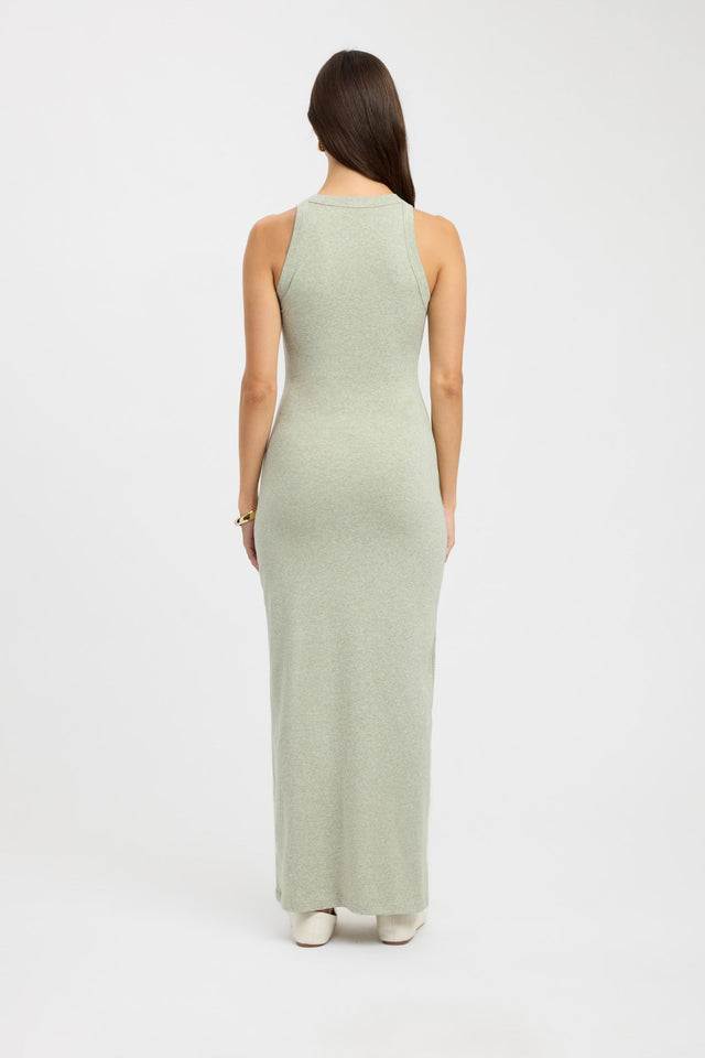 front Brianna Tank Dress Kookai Straight Maxi Fitted Roundneck white womens-dresses 