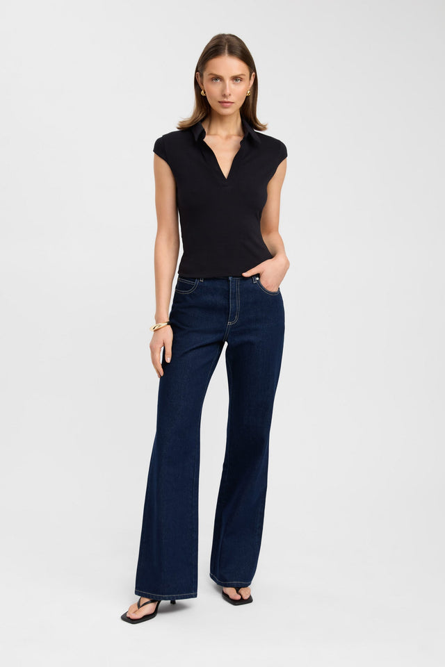 front Irene Top Kookai Fitted V-neck Short sleeves Womens-Blouse 