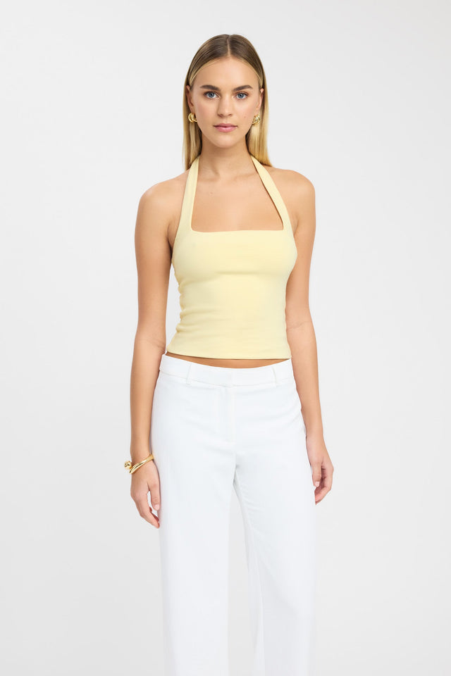front Nolan Top Kookai Fitted Thick strap Square white womens-singlets 