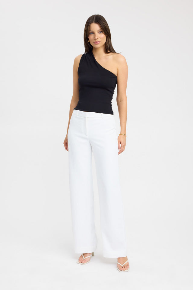 side Rowan One Shoulder Top Kookai Fitted Asymmetry Sleeveless Womens-Blouse 