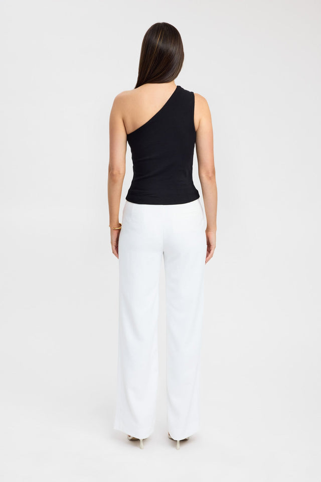 back Rowan One Shoulder Top Kookai Fitted Asymmetry Sleeveless Womens-Blouse 