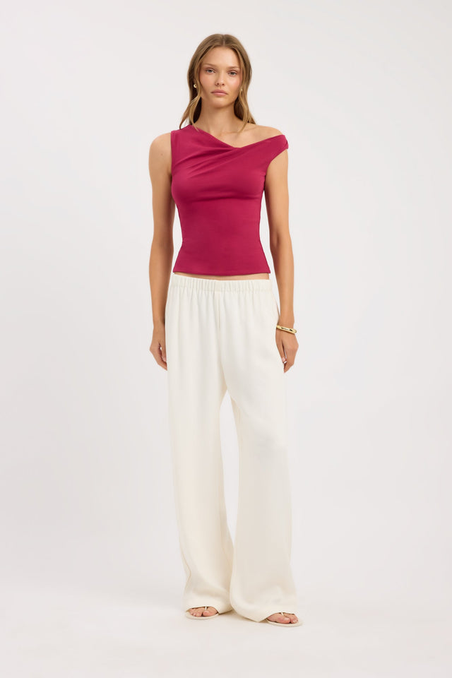 side Greta Top Kookai Fitted Asymmetry Sleeveless Womens-Blouse 