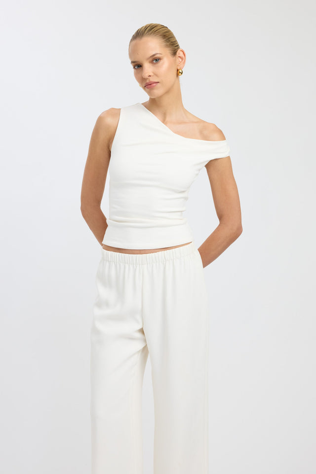 front Greta Top Kookai Fitted Asymmetry Short sleeves Womens-Blouse 