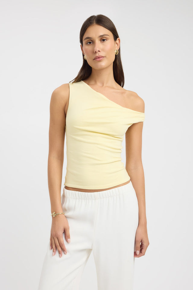 front Greta Top Kookai Fitted Asymmetry Short sleeves Womens-Blouse 