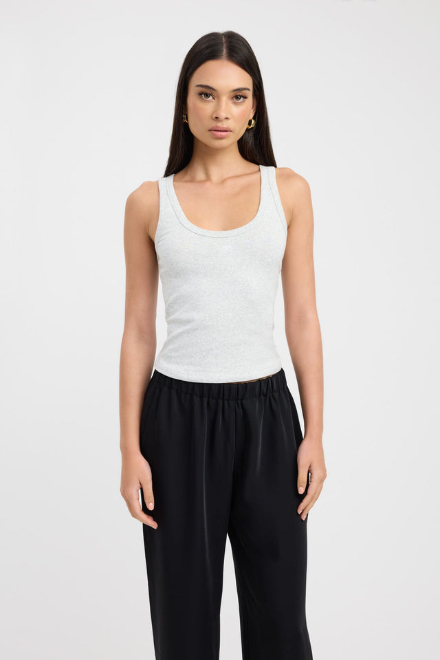 front Monogram Scoop Tank Kookai Fitted Scoopneck Sleeveless Womens-Blouse 