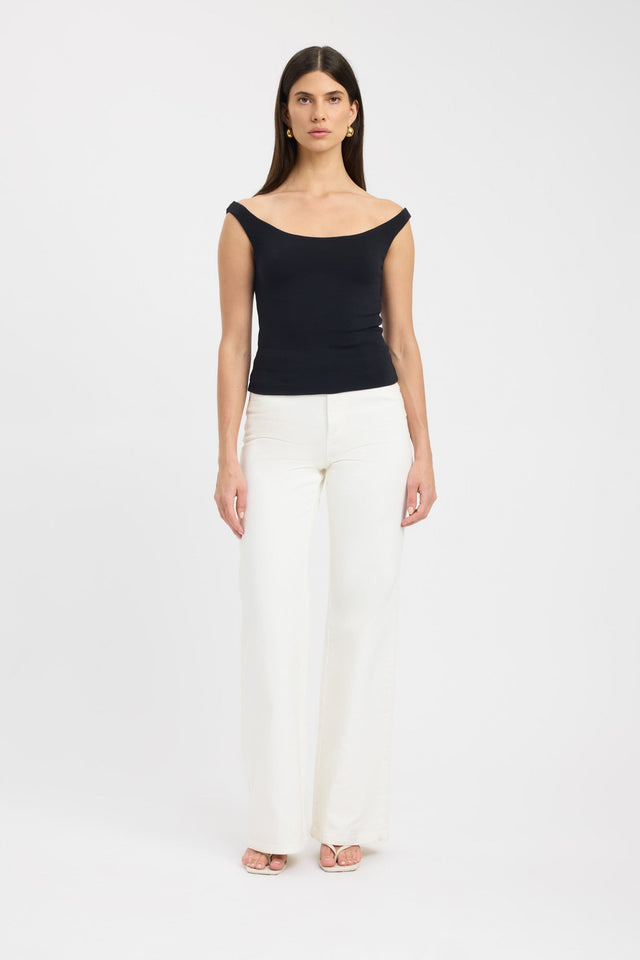 front Ari Top Kookai Fitted Scoopneck Sleeveless Womens-Blouse 