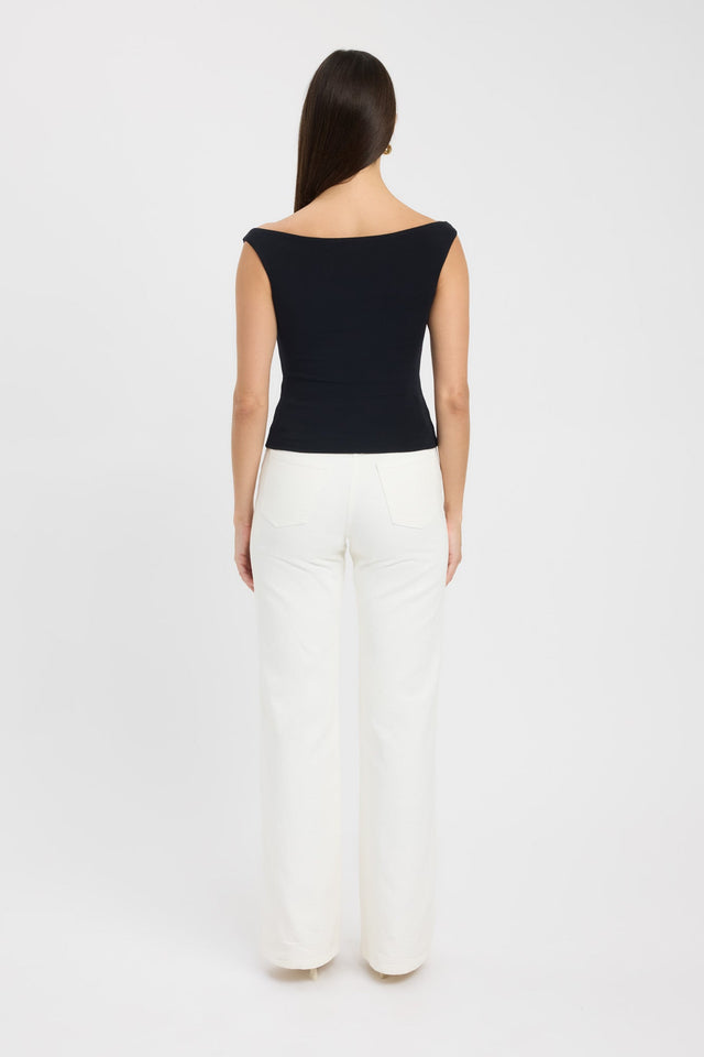 back Ari Top Kookai Fitted Scoopneck Sleeveless Womens-Blouse 