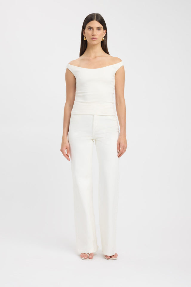 side Ari Top Kookai Fitted Scoopneck Sleeveless Womens-Blouse 