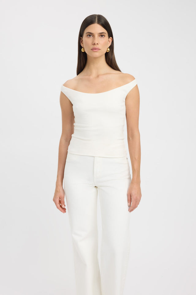 front Ari Top Kookai Fitted Scoopneck Sleeveless Womens-Blouse 