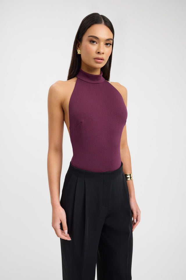 side Eva Bodysuit Kookai Fitted Highneck Sleeveless Womens-Blouse 