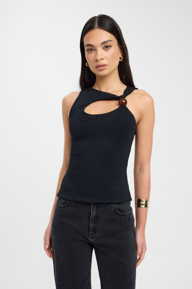 side Noa Top Kookai Fitted Asymmetry grey womens-singlets 