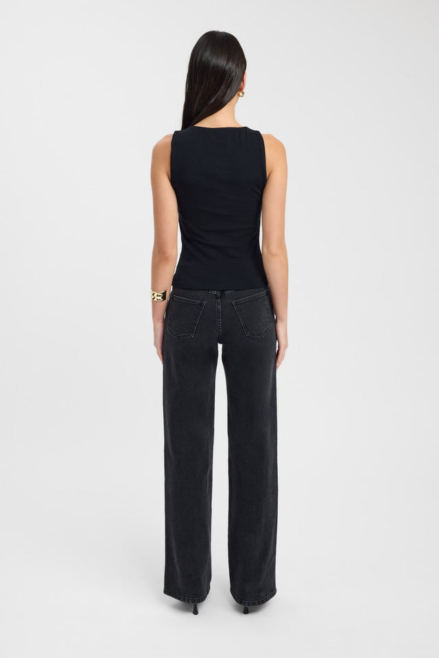 back Noa Top Kookai Fitted Asymmetry grey womens-singlets 