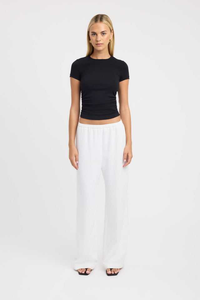 side Til Rouched Tee Kookai Fitted Roundneck Short sleeves Womens-Blouse 