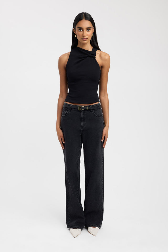 front Nadia Top Kookai Fitted Highneck Sleeveless Womens-Blouse 