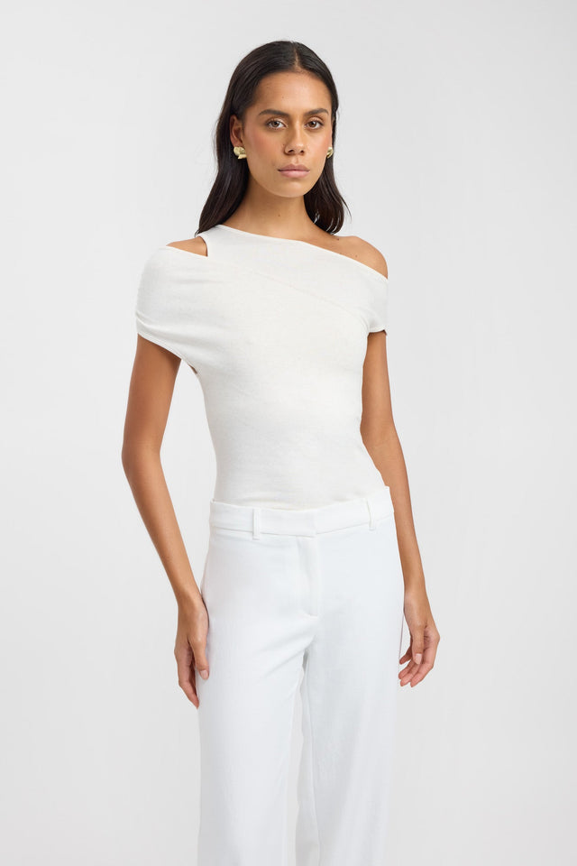 side Atis Asymmetric Top Kookai Fitted Asymmetry Short sleeves Womens-Blouse 